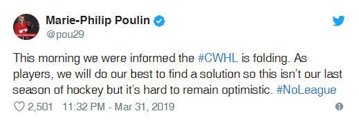 CWHL因财务问题宣布停止运营 WNHL要来了？
